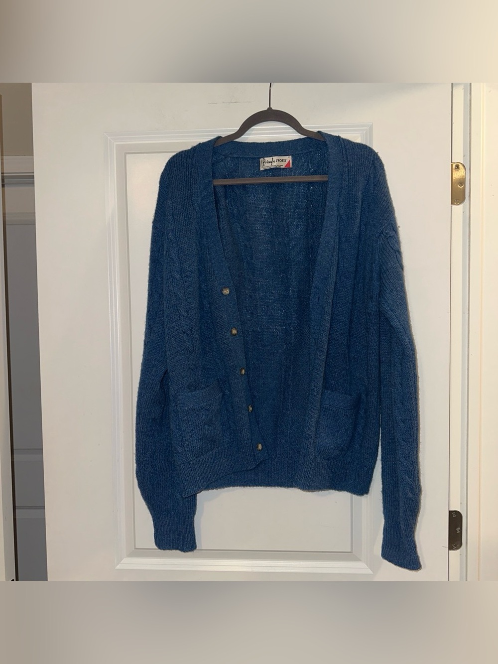 Pringle Sport’s Vintage 100% Wool Blue Button-Front Cardigan